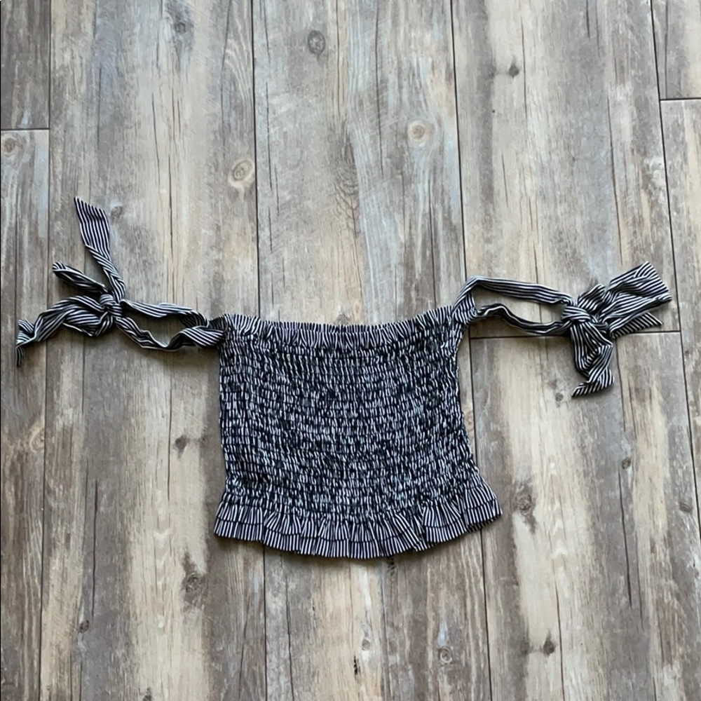 blue life navy tube top with off the shoulder tie